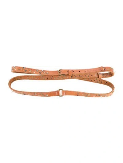 Pre-owned Zadig & Voltaire Skinny Leather Waist Belt In Brown