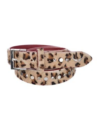 Pre-owned Zadig & Voltaire Skinny Ponyhair Belt In Neutrals