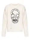 Zadig & Voltaire Skull-embroidered Distressed Sweater In White