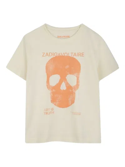 Zadig & Voltaire Kids' Skull-print Cotton T-shirt In Neutral