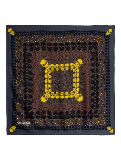 Zadig & Voltaire Skull-print Scarf In Brown