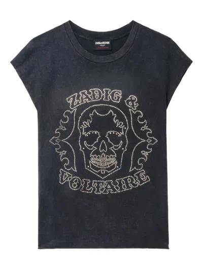 ZADIG & VOLTAIRE SKULL STRASS TOP