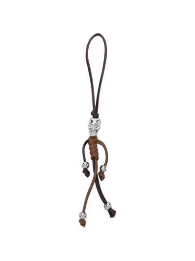 Zadig & Voltaire Skull-charm Knotted Keyring In Brown