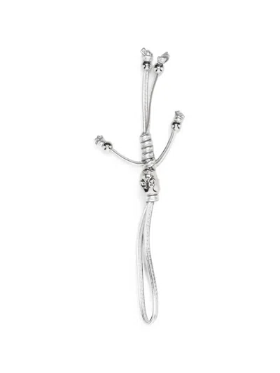Zadig & Voltaire Skull-detail Leather Keyring In Metallic