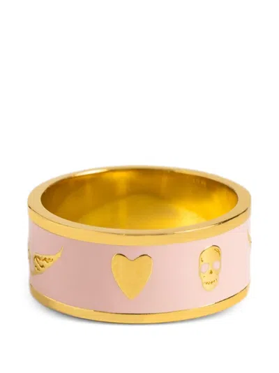 Zadig & Voltaire Skull-motif Enamel-detail Ring In Gold