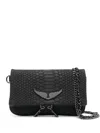 Zadig & Voltaire Small Croc-embossed Crossbody Bag In Black