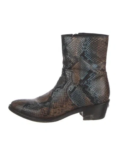 Pre-owned Zadig & Voltaire Snakeskin Animal Print Boots In Black
