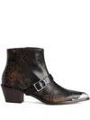 Zadig & Voltaire Snakeskin-effect Buckle Boots In Black
