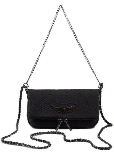 Zadig & Voltaire Umhängetasche In Schlangenleder-optik In Black