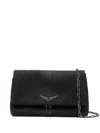 Zadig & Voltaire Snakeskin Leather Shoulder Bag In Black