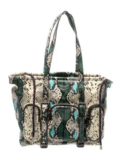 Pre-owned Zadig & Voltaire Snakeskin Shoulder Bag In Blue