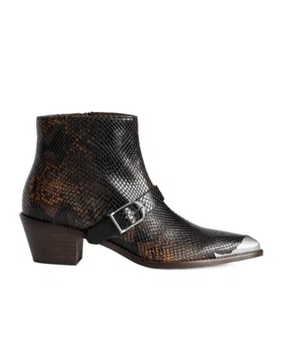 Zadig & Voltaire Snakeskin-effect Buckle Boots In Animal Print