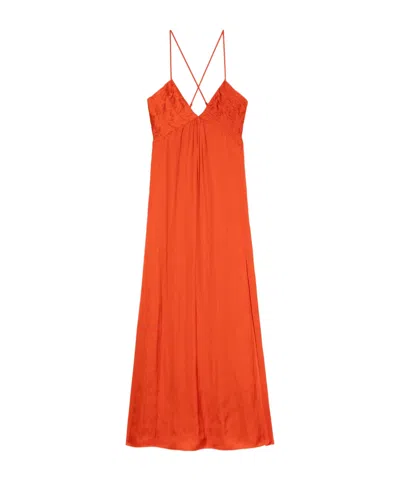 Zadig & Voltaire Womens Tangerine Rayonne Split-hem Woven Maxi Dress In Orange