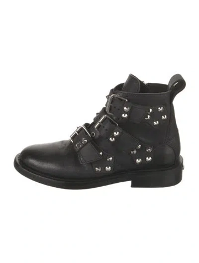Pre-owned Zadig & Voltaire Spike Accents Leather Combat Boots In Black
