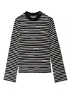 Zadig & Voltaire Spiky Striped Button-detailed Sweater In Black
