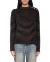 Zadig & Voltaire Striped Button-detailed Sweater In Brown