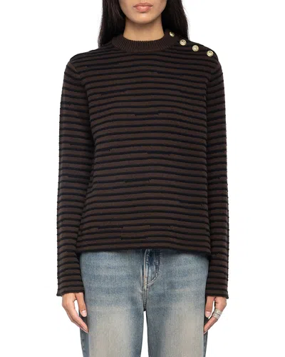 ZADIG & VOLTAIRE SPIKY WOOL & CASHMERE CREWNECK SWEATER