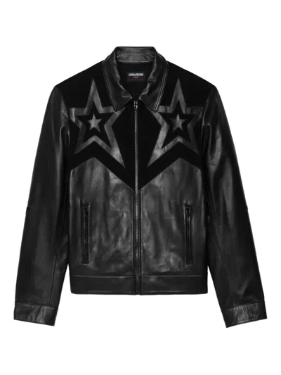 Zadig & Voltaire Star-appliqué Leather Jacket In Black