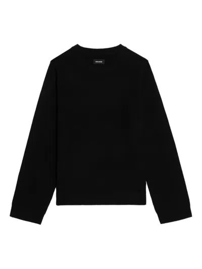 Zadig & Voltaire Womens Black Cara Elbow-patch Wool And Cashmere Jumper