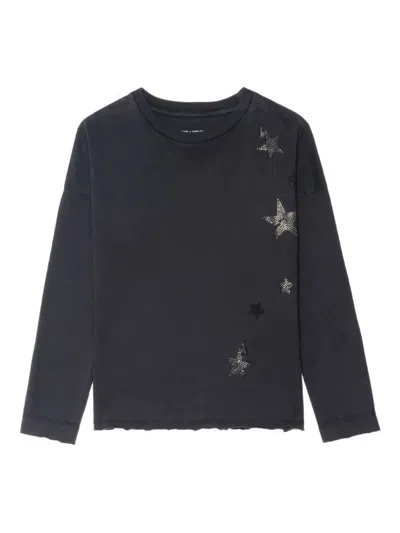 Zadig & Voltaire Langarmshirt Mit Sternverzierung In Gray