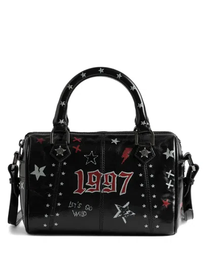 Zadig & Voltaire Star-print Leather Clutch Bag In Black
