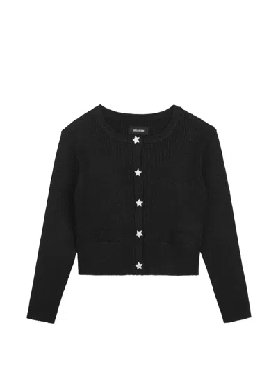 Zadig & Voltaire Kids' Star-button Knitted Cardigan In Black