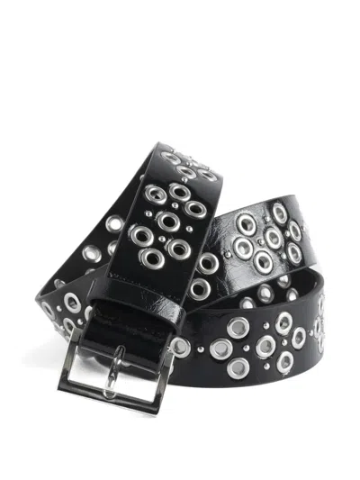 Zadig & Voltaire Starlight Eyelet-embellished Belt In Black