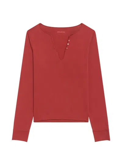 Zadig & Voltaire Strass-embellished Long-sleeve T-shirt In Red