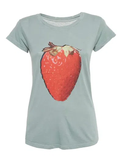 Pre-owned Zadig & Voltaire Strawberry Print T-shirt In Gray