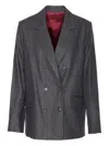 Zadig & Voltaire Stripe-pattern Double-breasted Blazer In Brown
