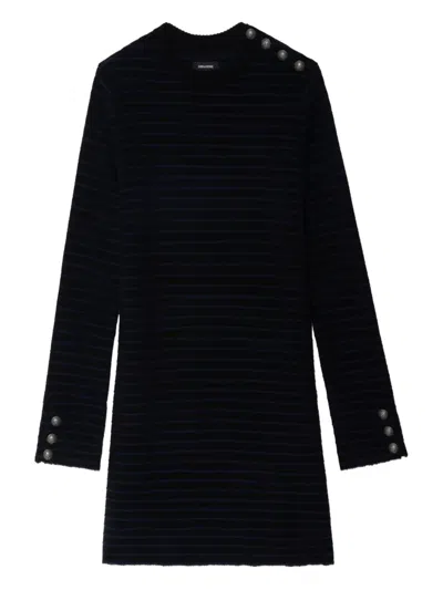 Zadig & Voltaire Striped Button-detailed Mini Dress In Black