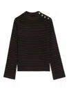 Zadig & Voltaire Striped Button-detailed Sweater In Black