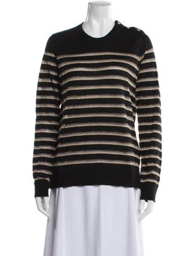 Pre-owned Zadig & Voltaire Striped Crew Neck Sweater In Black