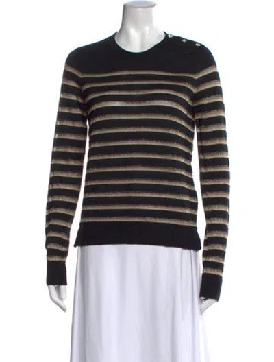 Pre-owned Zadig & Voltaire Striped Crew Neck Sweater In Black
