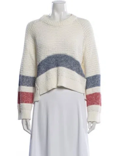 Pre-owned Zadig & Voltaire Striped Crew Neck Sweater In White