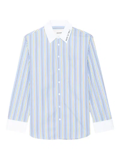 Zadig & Voltaire Striped Cuff Shirt In Blue