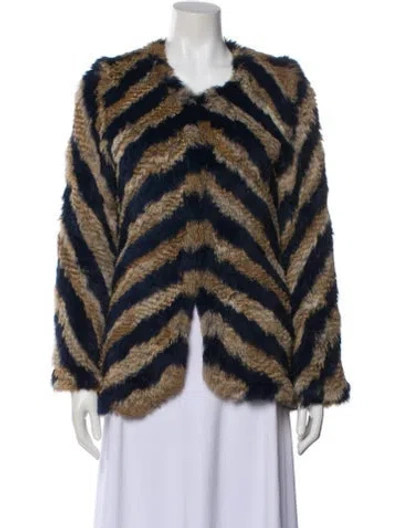 Pre-owned Zadig & Voltaire Striped Fur Jacket In Neutral
