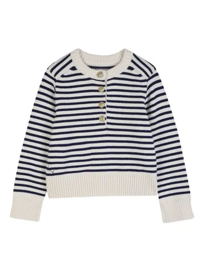 Zadig & Voltaire Kids' Striped Half-button Sweater In Multi