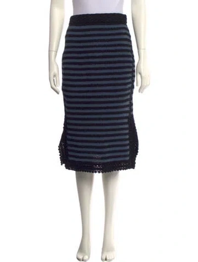Pre-owned Zadig & Voltaire Striped Knee-length Skirt W/ Tags In Blue