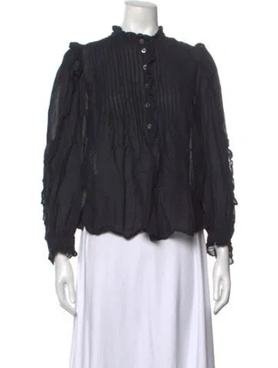 Pre-owned Zadig & Voltaire Striped Long Sleeve Blouse In Black