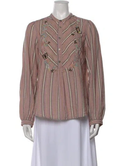 Pre-owned Zadig & Voltaire Striped Long Sleeve Blouse In Neutral