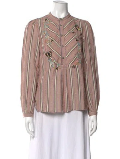Pre-owned Zadig & Voltaire Striped Long Sleeve Blouse In Neutral