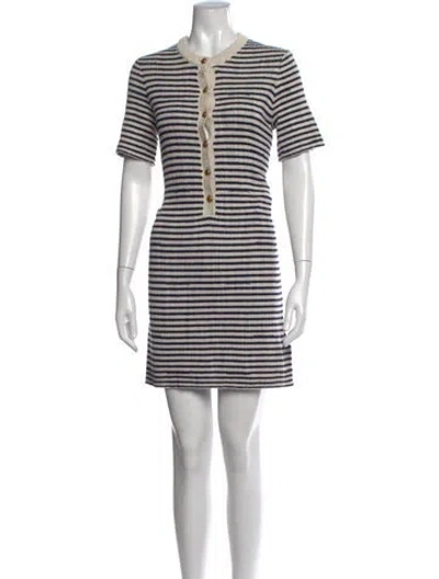 Pre-owned Zadig & Voltaire Striped Mini Dress W/ Tags In White