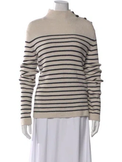 Pre-owned Zadig & Voltaire Striped Mock Neck Sweater In Neutral
