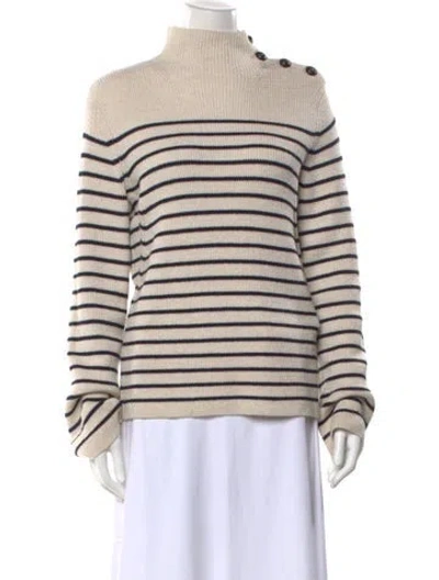 Pre-owned Zadig & Voltaire Striped Mock Neck Sweater In Neutral