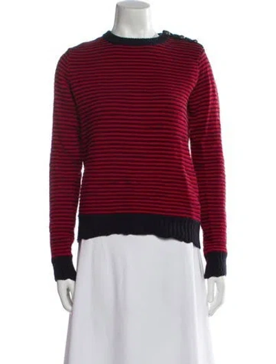 Pre-owned Zadig & Voltaire Striped Mock Neck Sweater In Red