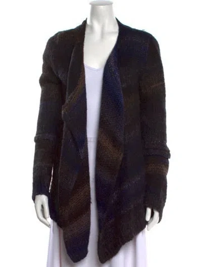 Pre-owned Zadig & Voltaire Striped Open Front Sweater In Black