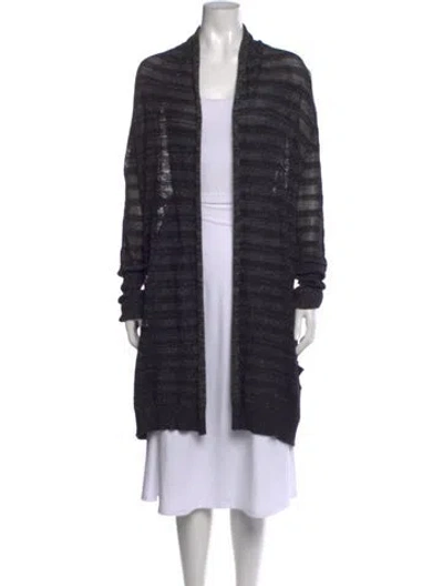 Pre-owned Zadig & Voltaire Striped Open Front Sweater In Black