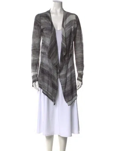 Pre-owned Zadig & Voltaire Striped Open Front Sweater In Gray