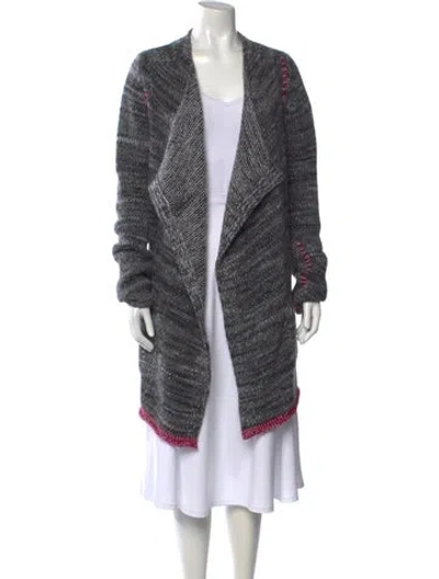 Pre-owned Zadig & Voltaire Striped Open Front Sweater In Gray